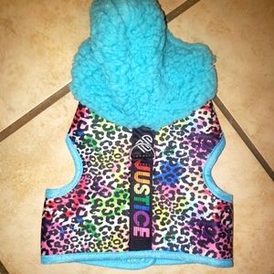 Justice Brand Doggy Vest in Multi-Colored Leopard Print with Hoodie